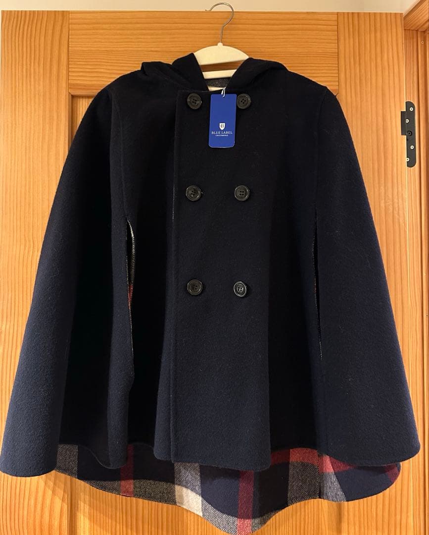 ブルーレーベルクレストブリッジ‪ 両面 リバーシブル ケープコート メガチェック