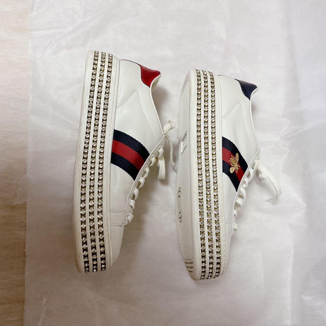 GUCCI グッチ エースクリスタルシェリーライン厚底スニーカー 37ハーフ