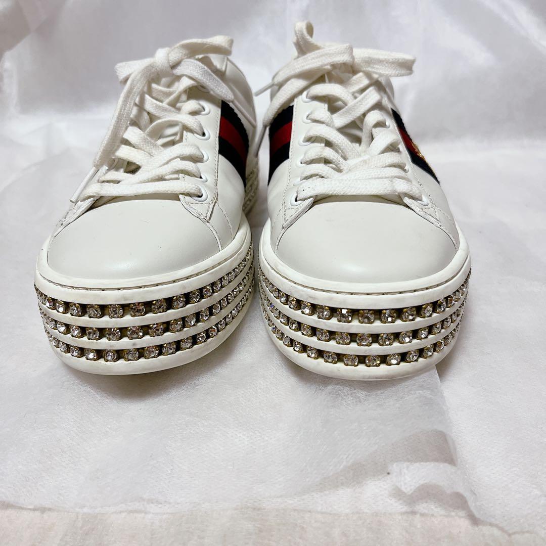GUCCI グッチ エースクリスタルシェリーライン厚底スニーカー 37ハーフ