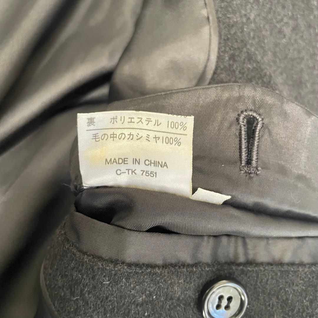 カシミヤ100%【BELTA BUONO】美品マキシ丈比翼チェスターコート 黒L