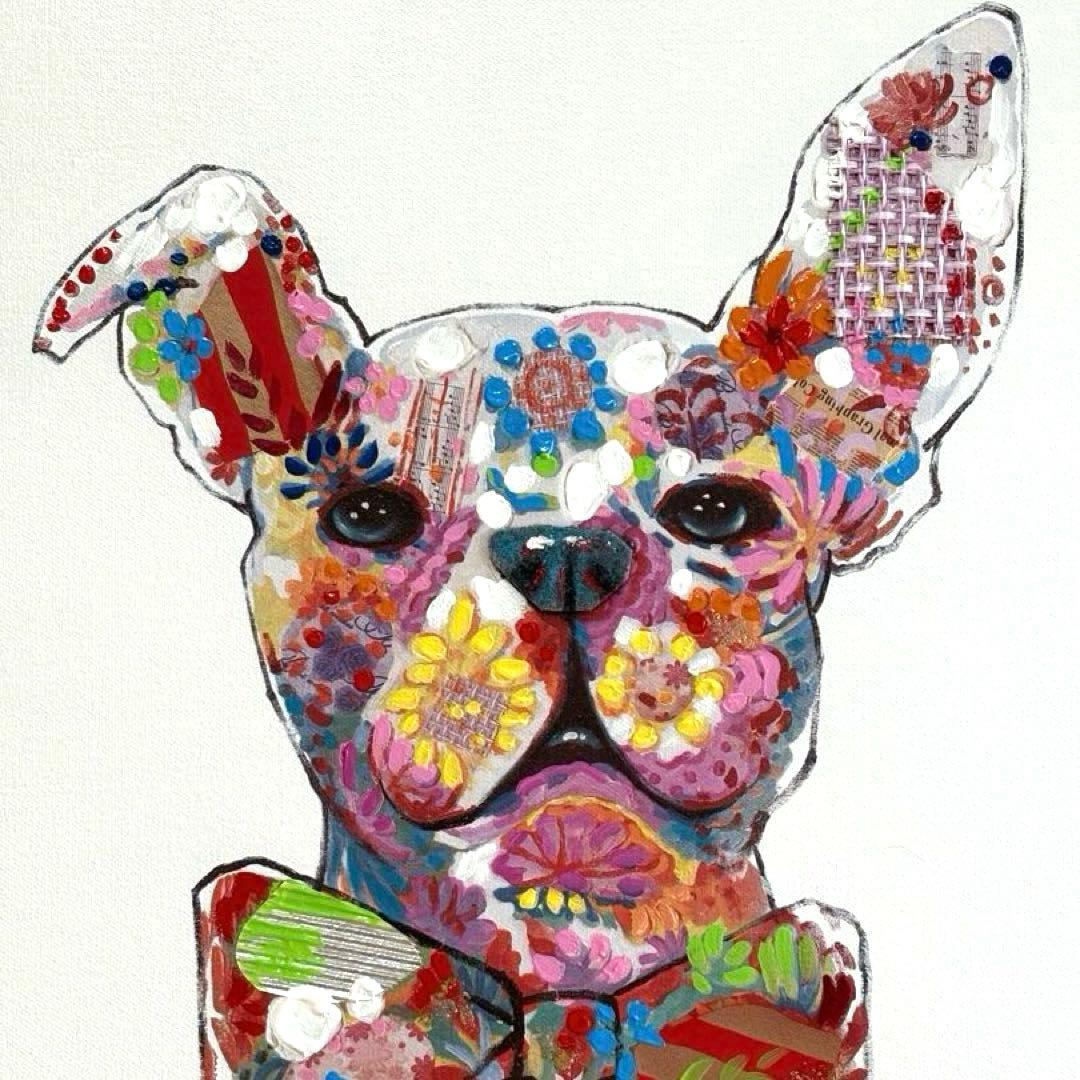 【リビングハウス】カラフルな犬のポップアート絵画60×60