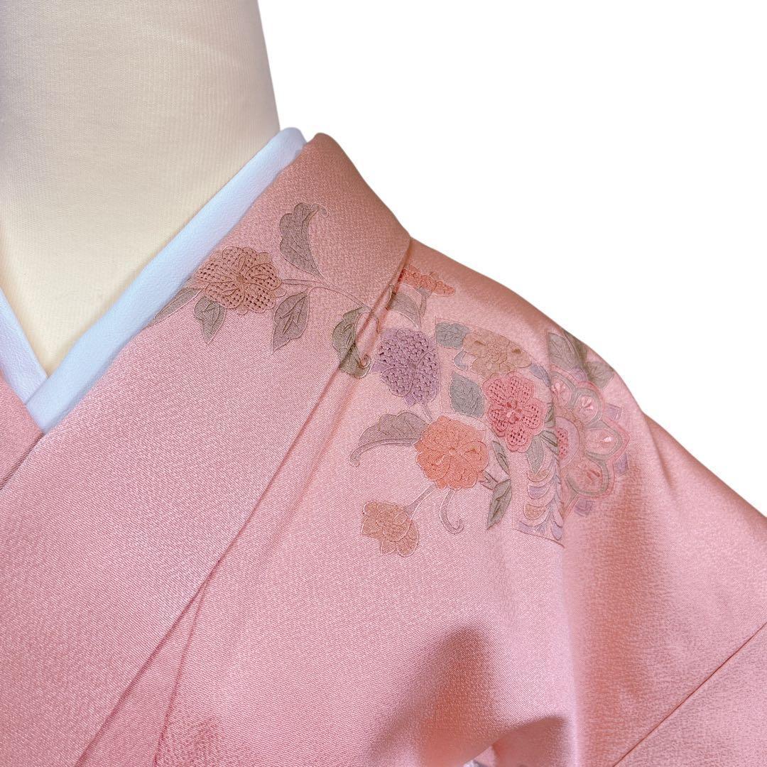 A106愛華 未使用着物 刺繍　スワト　宍色　美品　正絹　フォーマル