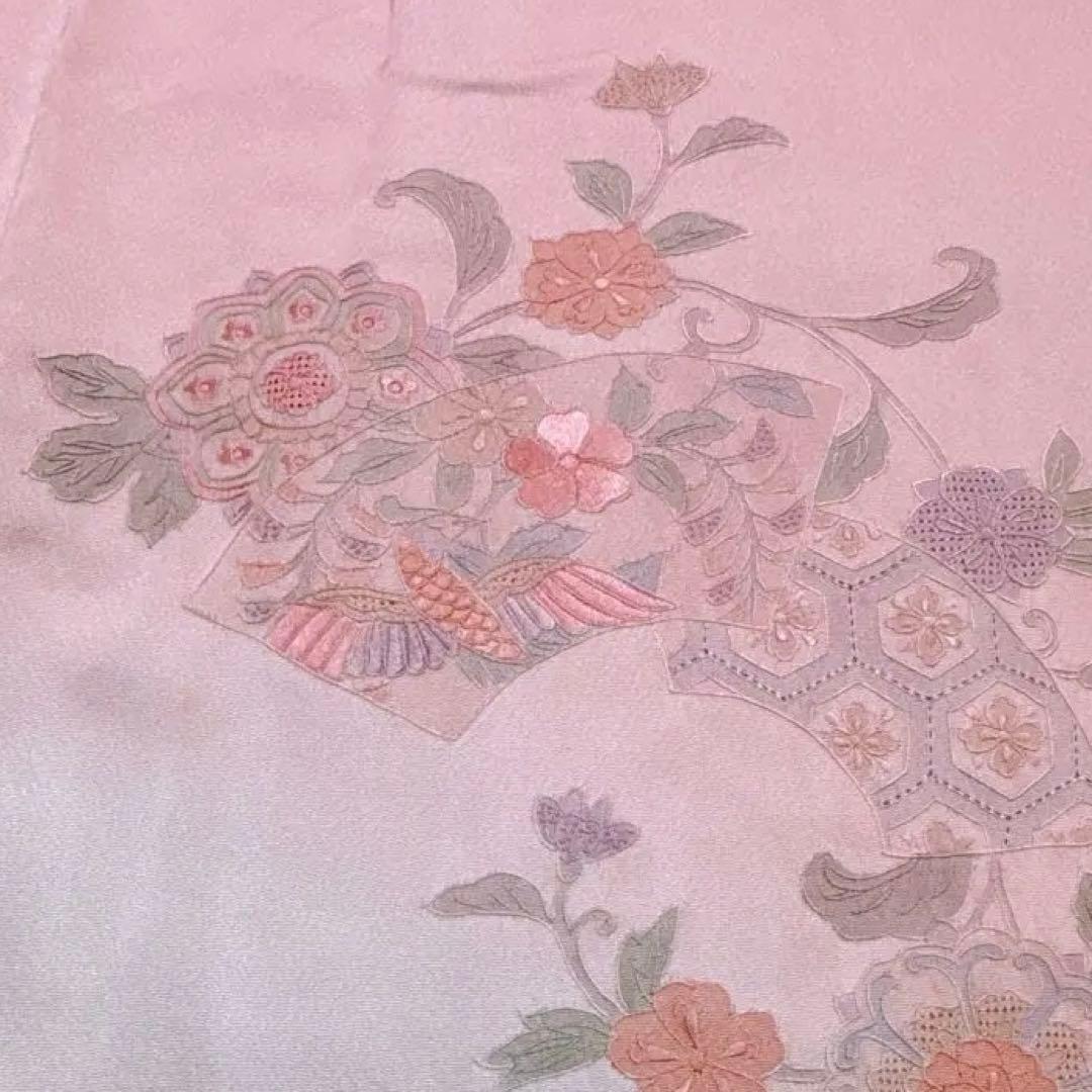 A106愛華 未使用着物 刺繍　スワト　宍色　美品　正絹　フォーマル