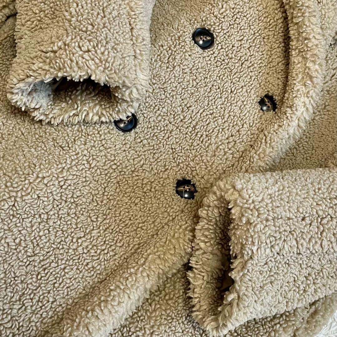 【美品】ザラ エクストラロングフェイクボアコート ダブルブレスト Sサイズ