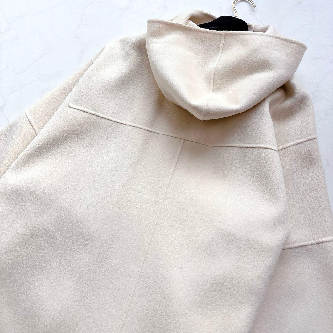 【ルシェルブルー】フーデット　ダブルフェイスコート　フードオーバーコート　36