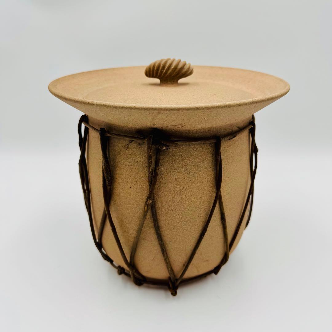 【楽斎　赤膚焼　春日大社　ほとぎ水指　共箱　茶道具】共布骨董　アンティーク