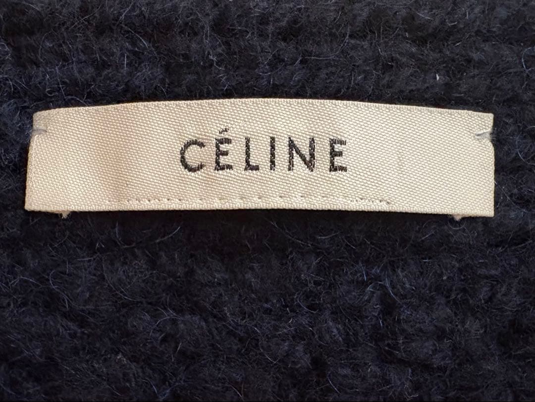 値下！celine フィービー ニットマフラー　カシミヤ＆ウール　ネイビー