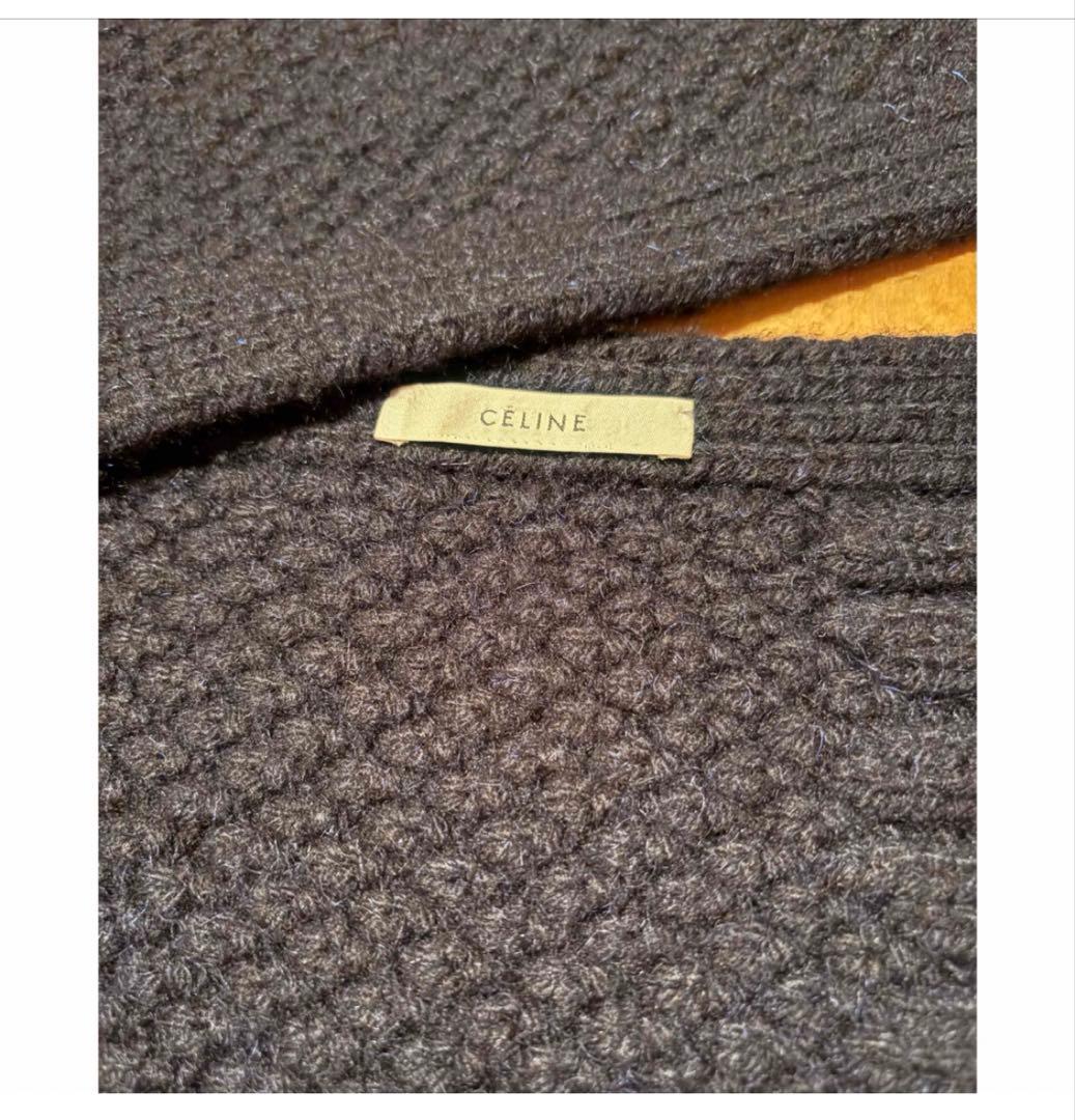 値下！celine フィービー ニットマフラー　カシミヤ＆ウール　ネイビー