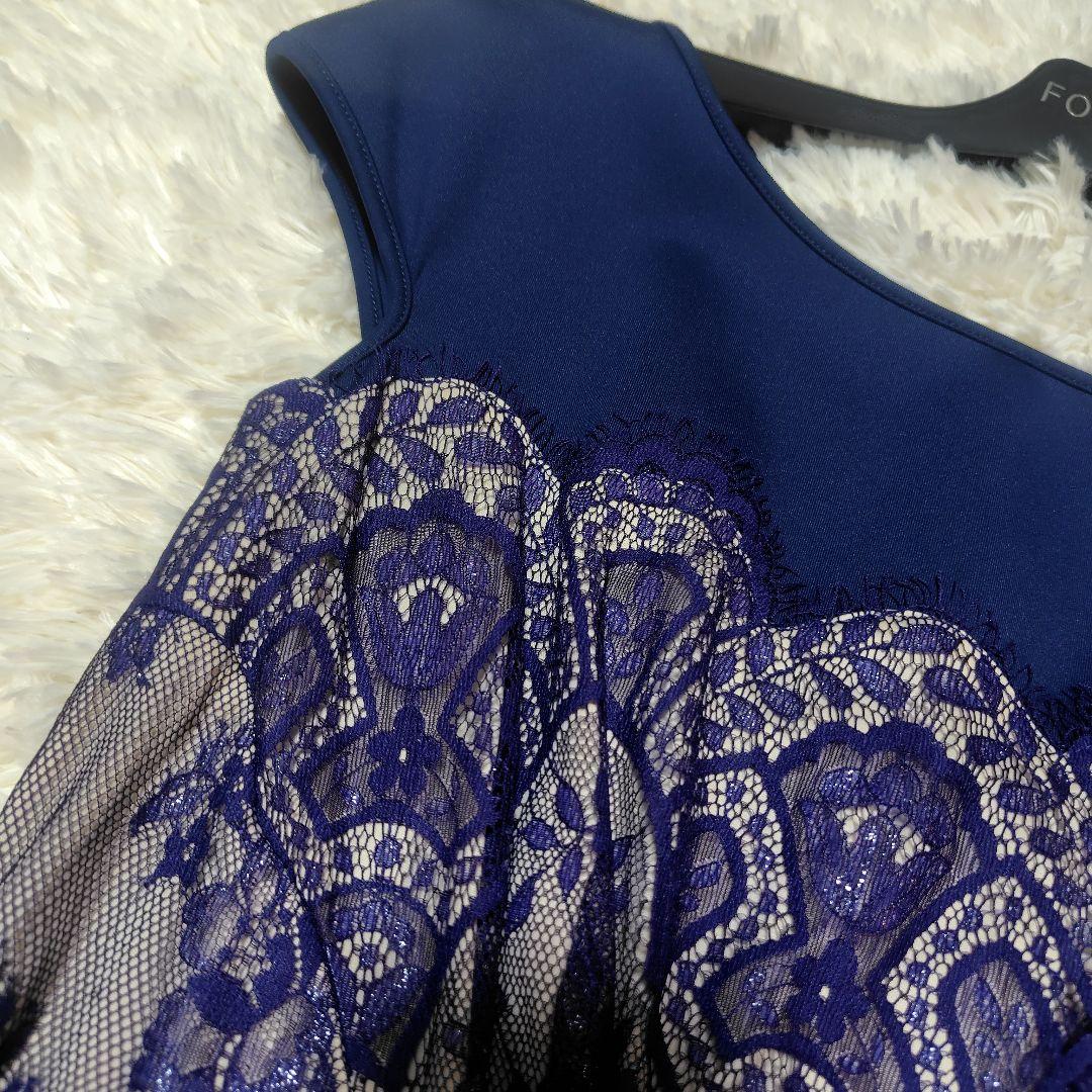 【美品♡定価８万】タダシショージ　リボンベルト付きレースドレス　ネイビー　2