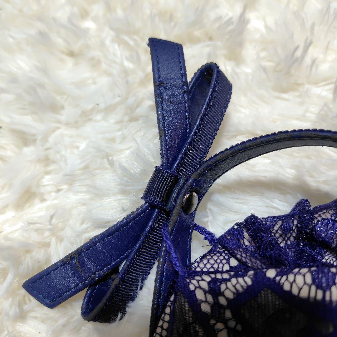 【美品♡定価８万】タダシショージ　リボンベルト付きレースドレス　ネイビー　2