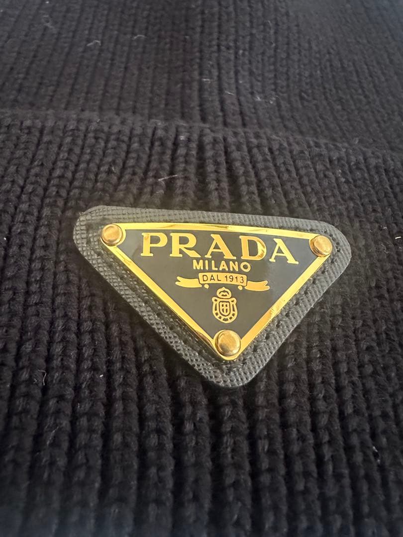 PRADA ブラック ニット帽☆男女兼用