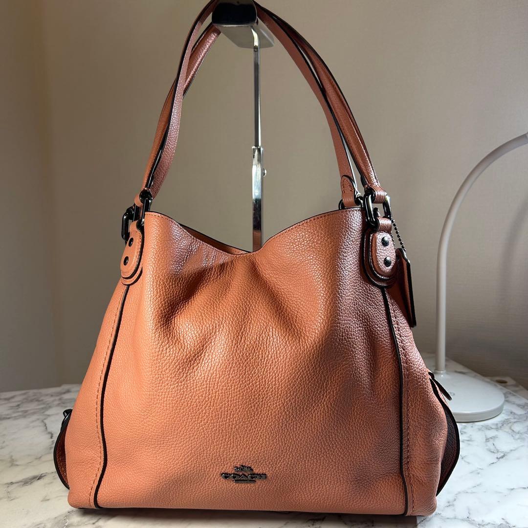 コーチ イーディー ショルダーバッグ トートバッグ ピンク 大容量 レザー