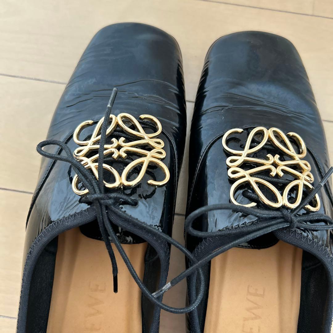 【匿名配送】LOEWE アナグラムフラットシューズ 35 (22.5cm相当)黒