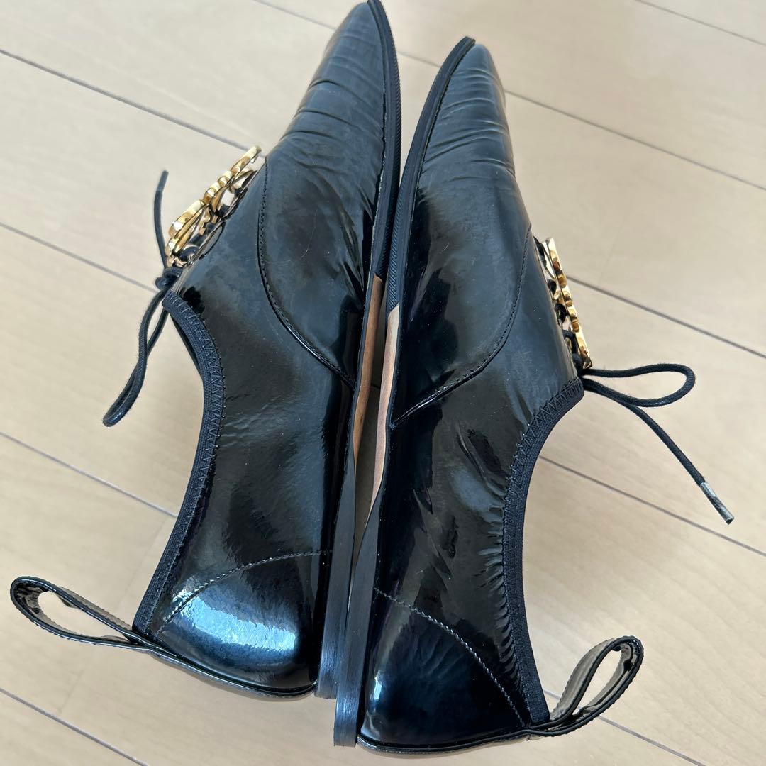 【匿名配送】LOEWE アナグラムフラットシューズ 35 (22.5cm相当)黒