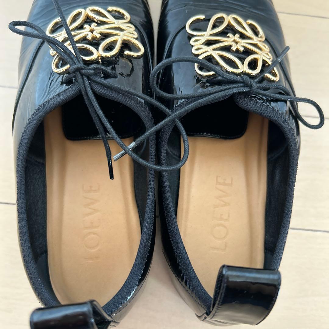 【匿名配送】LOEWE アナグラムフラットシューズ 35 (22.5cm相当)黒