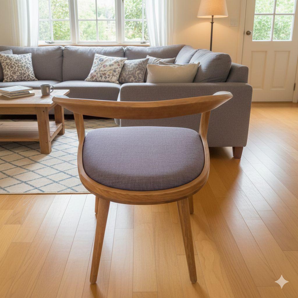 北欧風 曲線美の木製アームチェア グレー ダイニングチェア 椅子