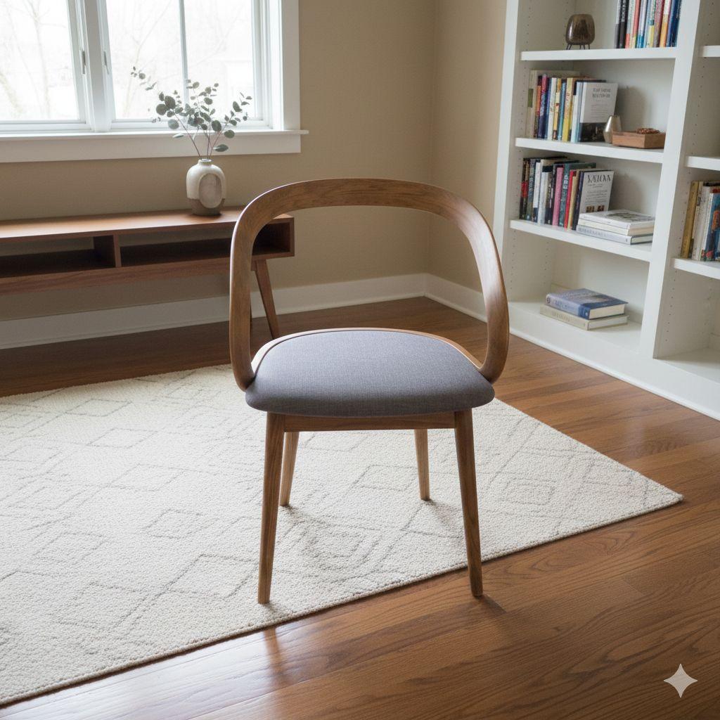 北欧風 曲線美の木製アームチェア グレー ダイニングチェア 椅子