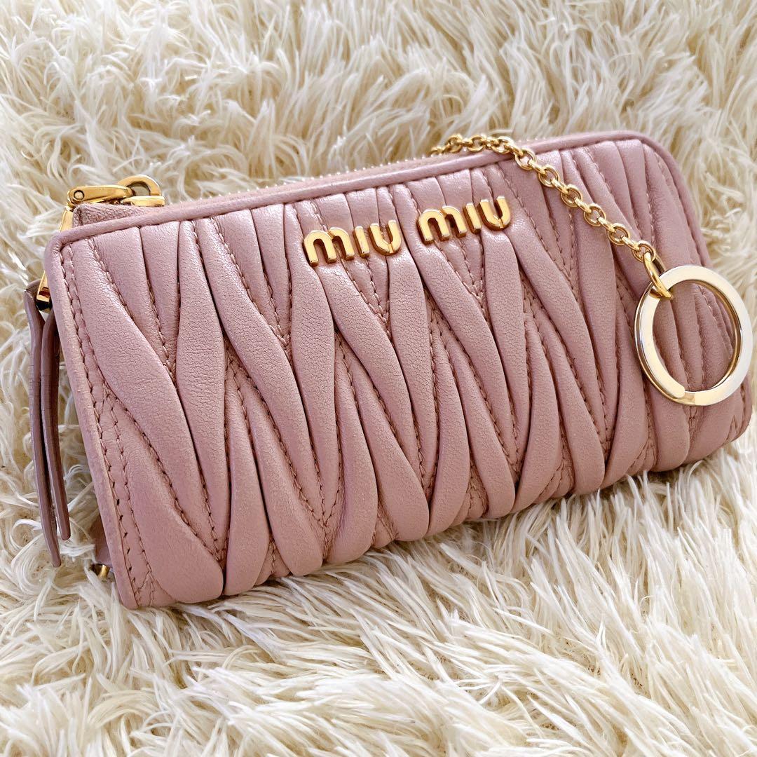 良品✨ミュウミュウ♡ケース キーリング付き マテラッセ ピンク ゴールド
