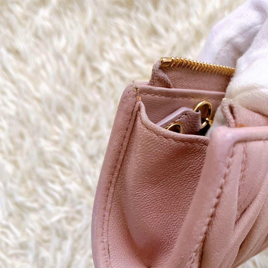 良品✨ミュウミュウ♡ケース キーリング付き マテラッセ ピンク ゴールド