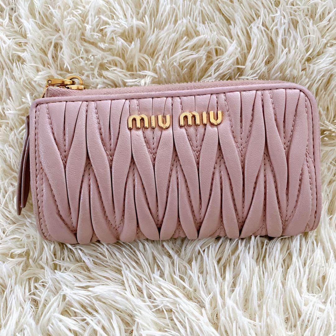 良品✨ミュウミュウ♡ケース キーリング付き マテラッセ ピンク ゴールド