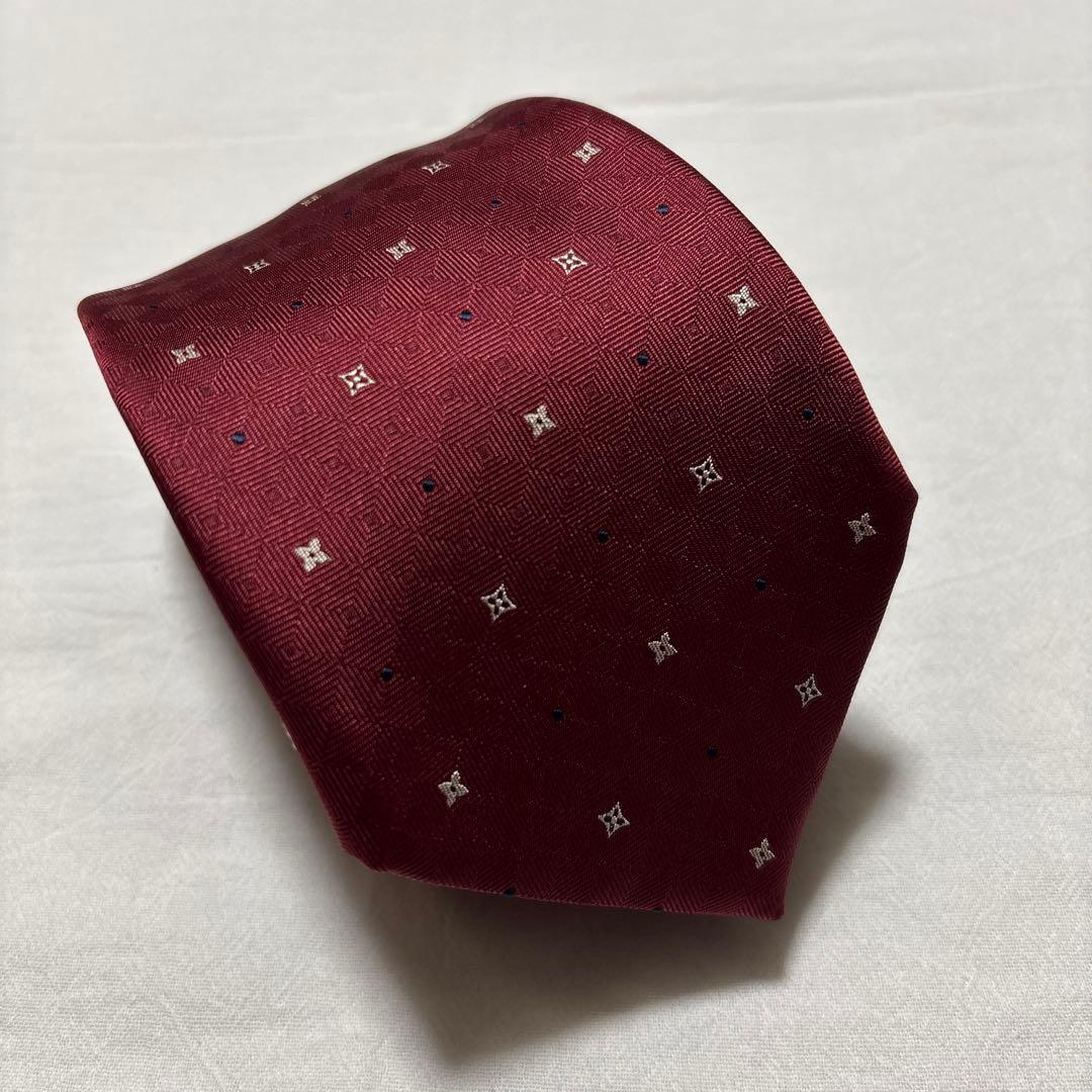 極美品　ルイヴィトン　ネクタイ　モノグラム　バーガンディ
