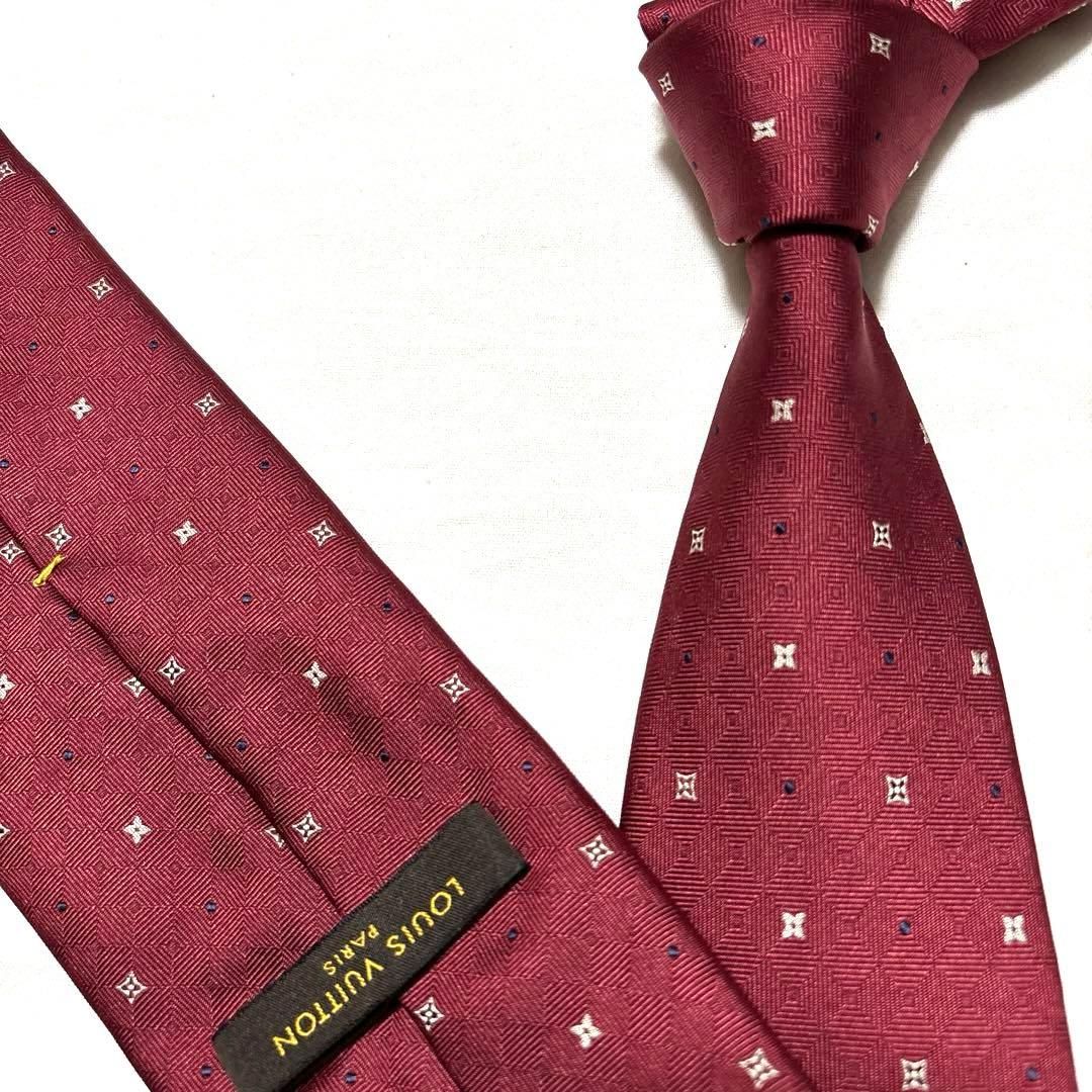 極美品　ルイヴィトン　ネクタイ　モノグラム　バーガンディ