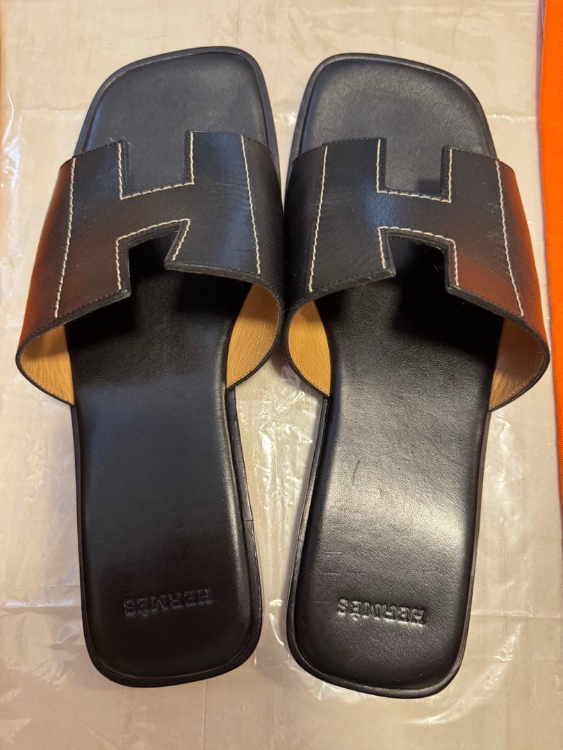 HERMES エルメス サンダル オラン ブラック 約27cm (42 FR)