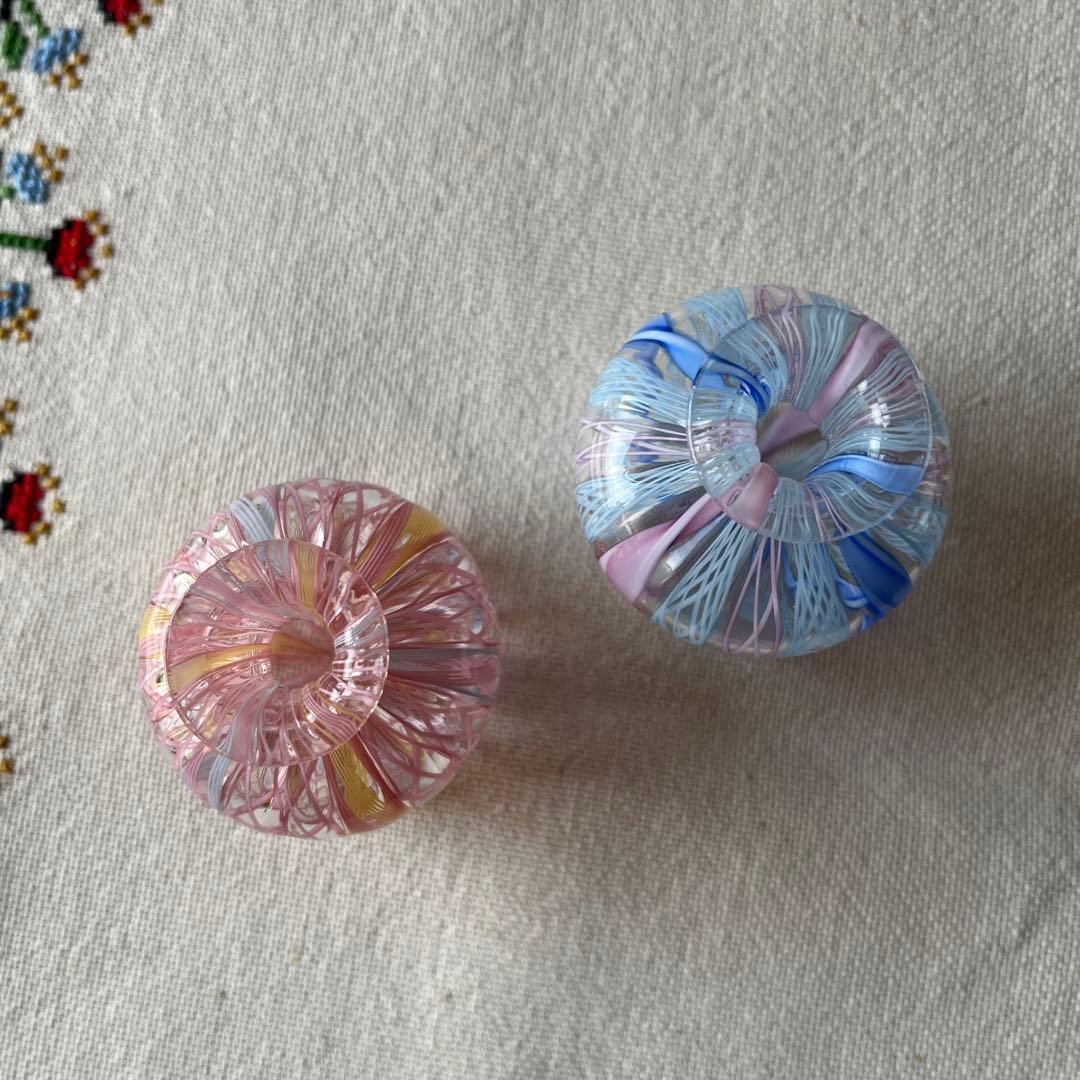 ベネチアンガラス　レース　香水瓶　一輪挿し　　　花瓶　2個セット