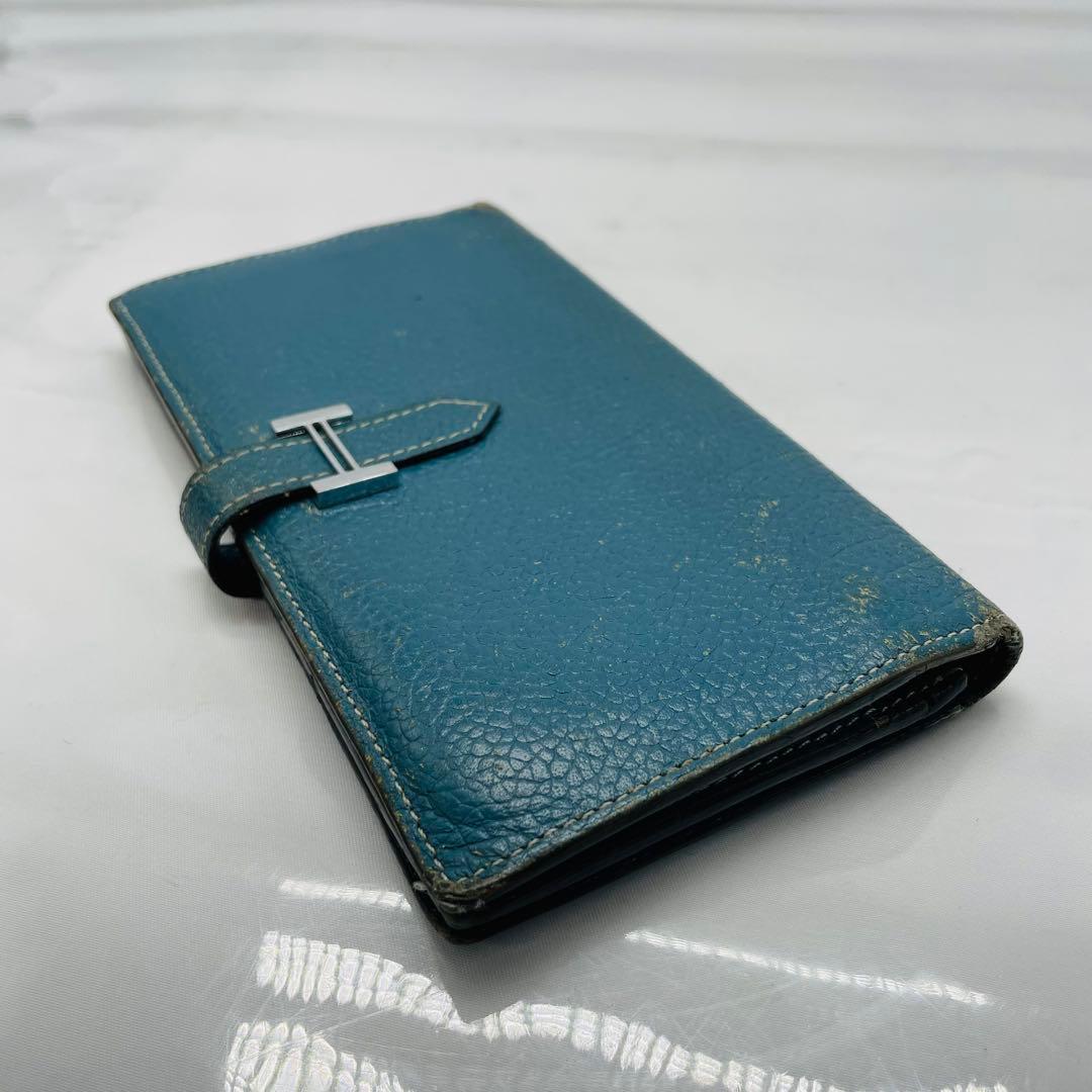 【kk/12.16/10】HERMES 財布 ベアンスフレ ヴォーエプソンブルー