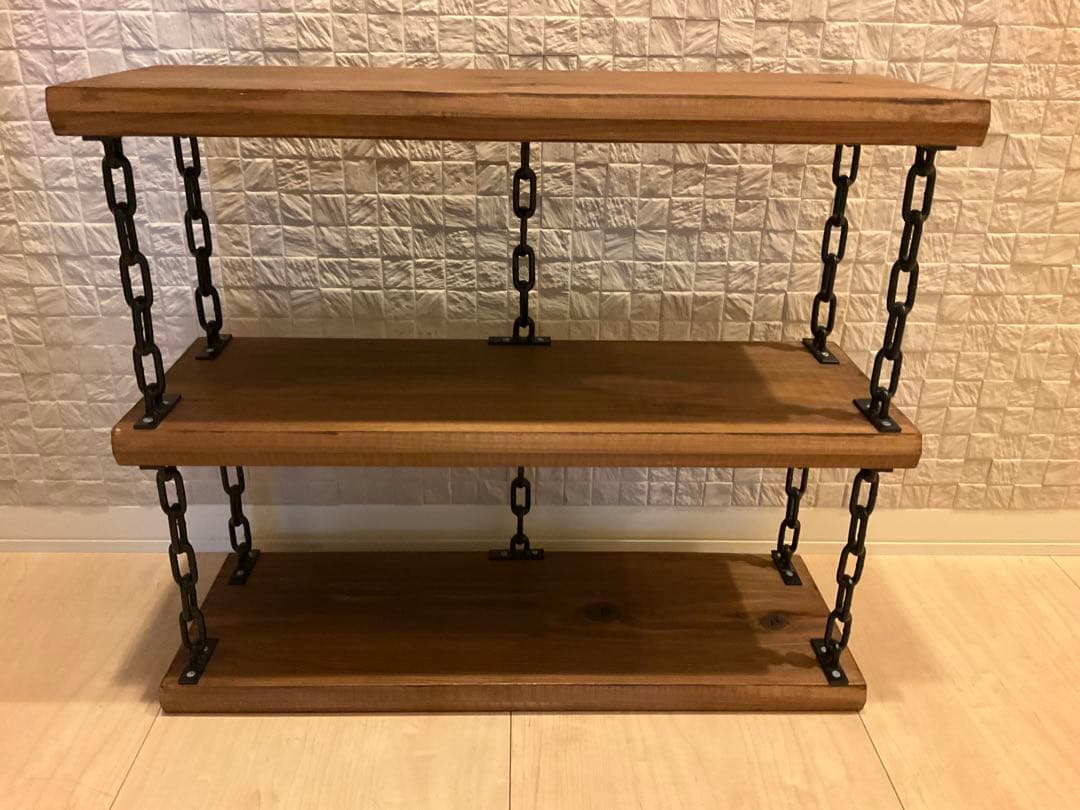 【最終値下】木製三段シェルフ チェーン付き