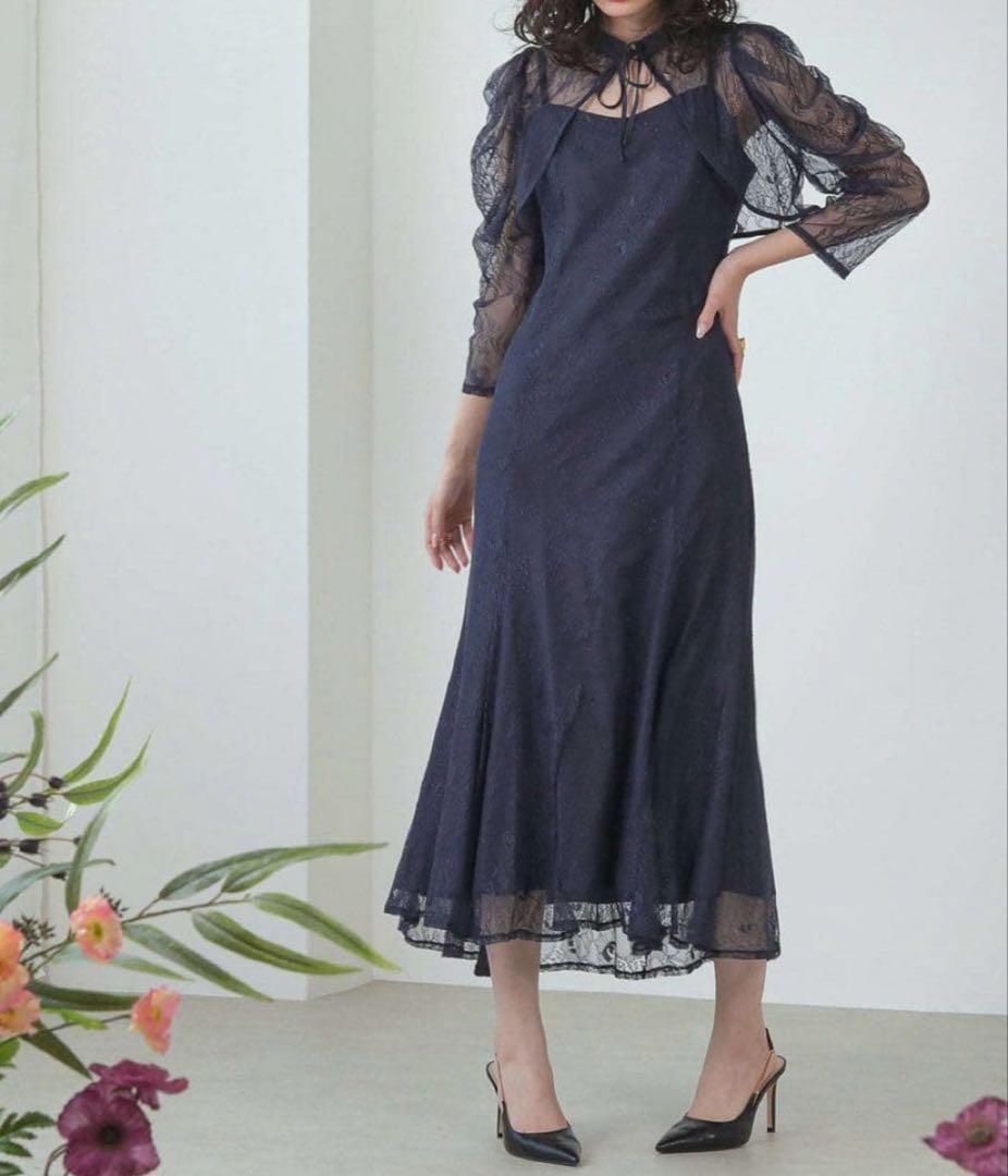 Dorry Doll ボレロレイヤードレースドレス ネイビー L