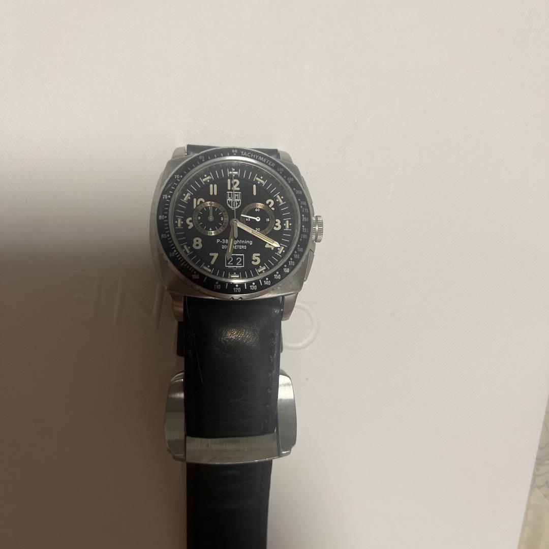 ルミノックスＰ３８ライトニング ステンレススチール ブラックレザーベルト 時計