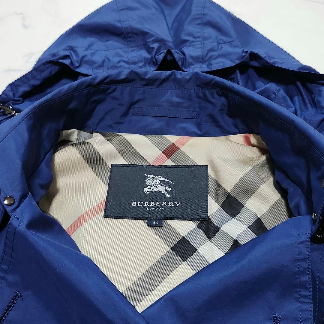 サイズ46/収納袋付☆バーバリーロンドン　スプリングコート　メガチェック　フード