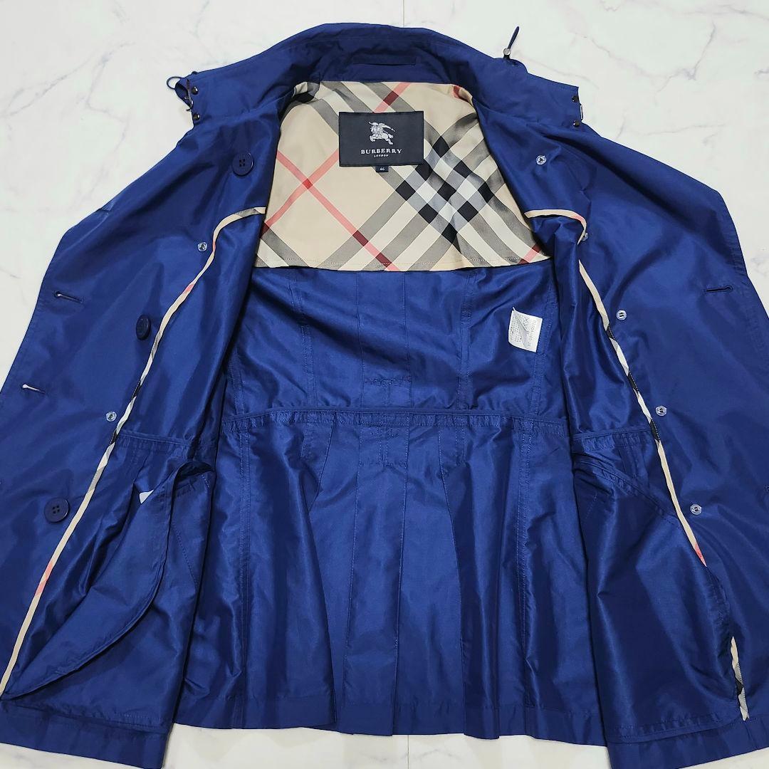 サイズ46/収納袋付☆バーバリーロンドン　スプリングコート　メガチェック　フード