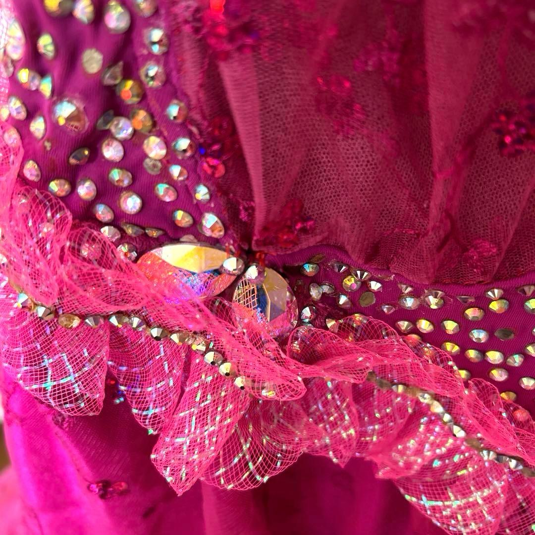 【華やか】フューシャピンク 豪華ストーン　クリスアン　社交ダンス　最終お値下げ