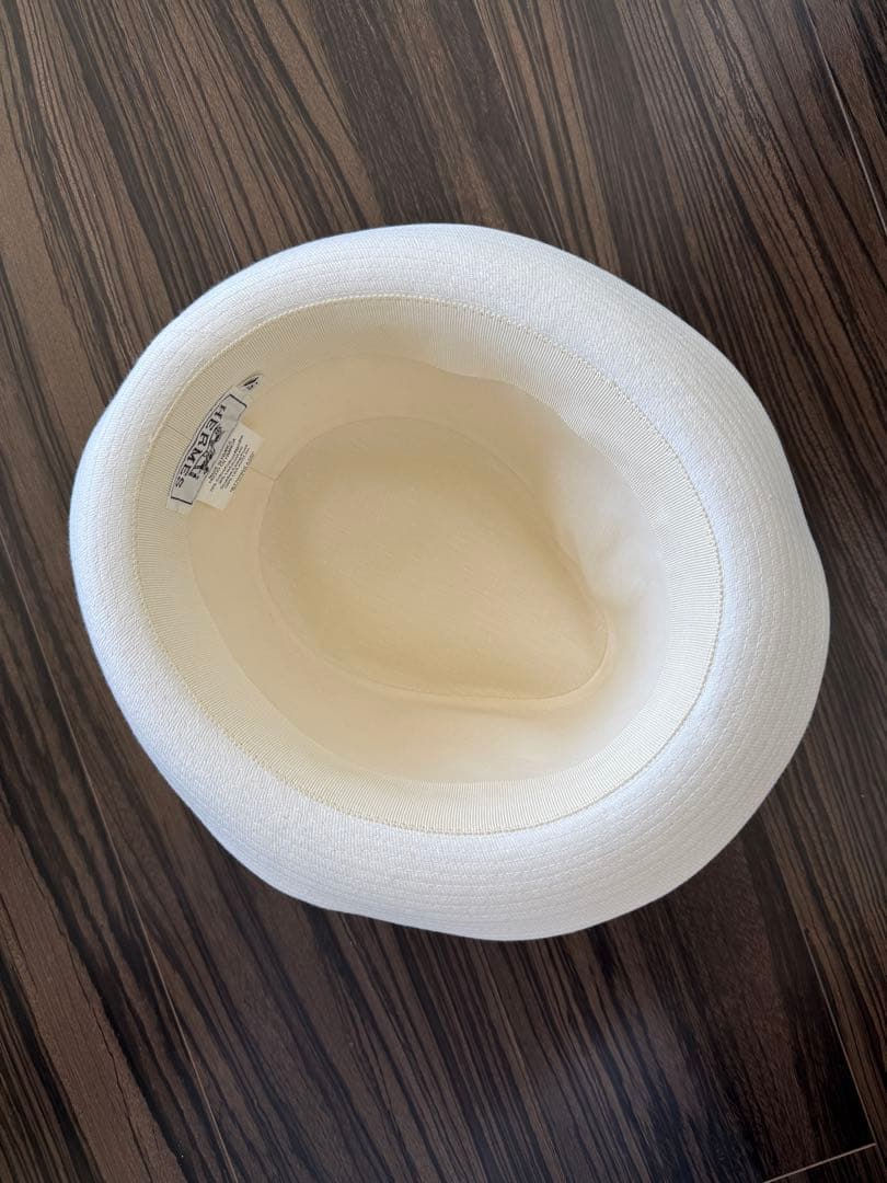 HERMES ホワイト ブラック ハット 59 エルメス パナマハット