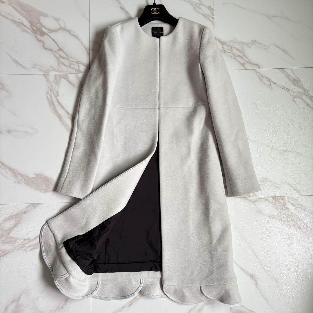 美品◆YOKO CHAN ヨーコチャン ヘムスカラップ コート 36 S