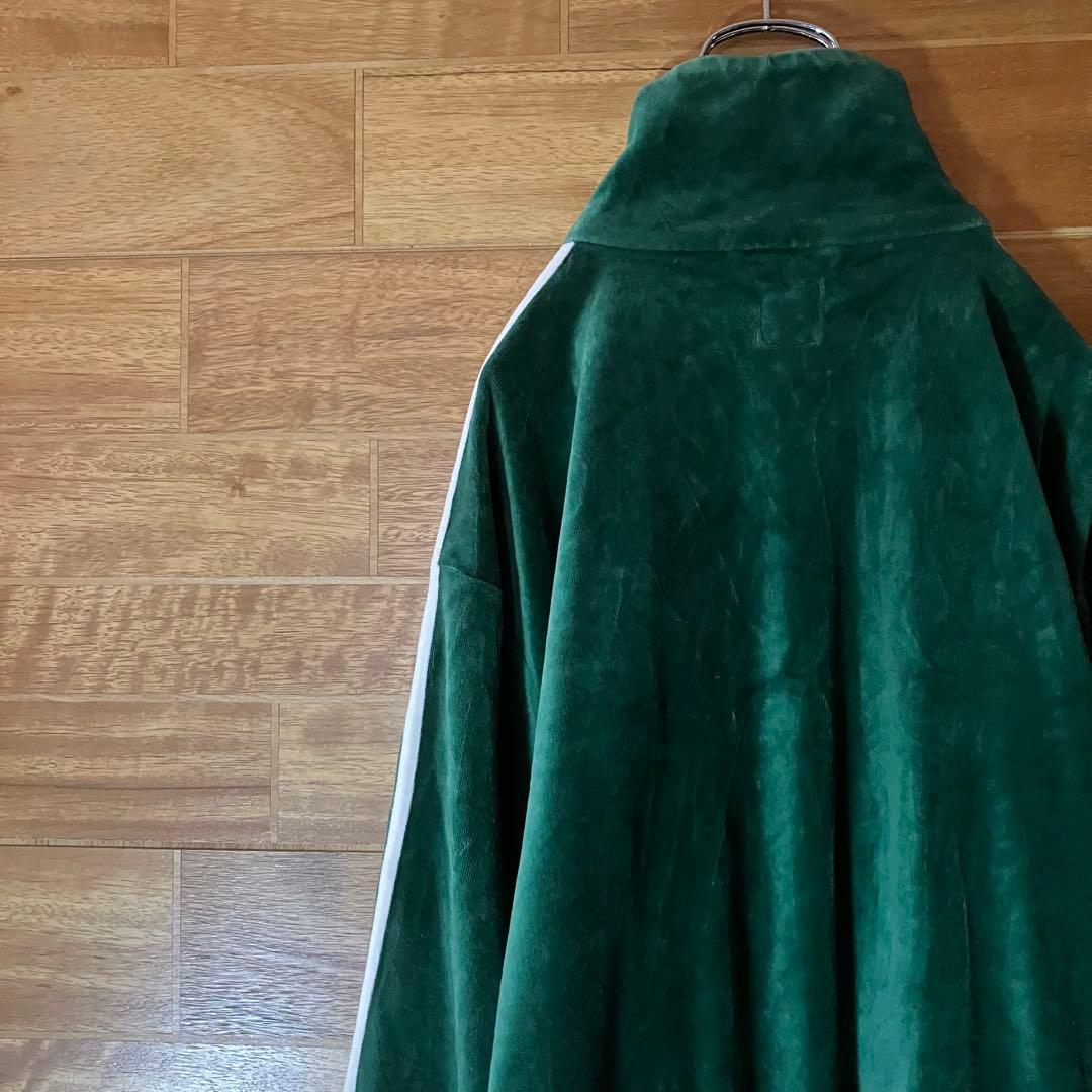 adidas トラックジャケット　ジャージ　ベロア　緑　白　松村北斗 XL