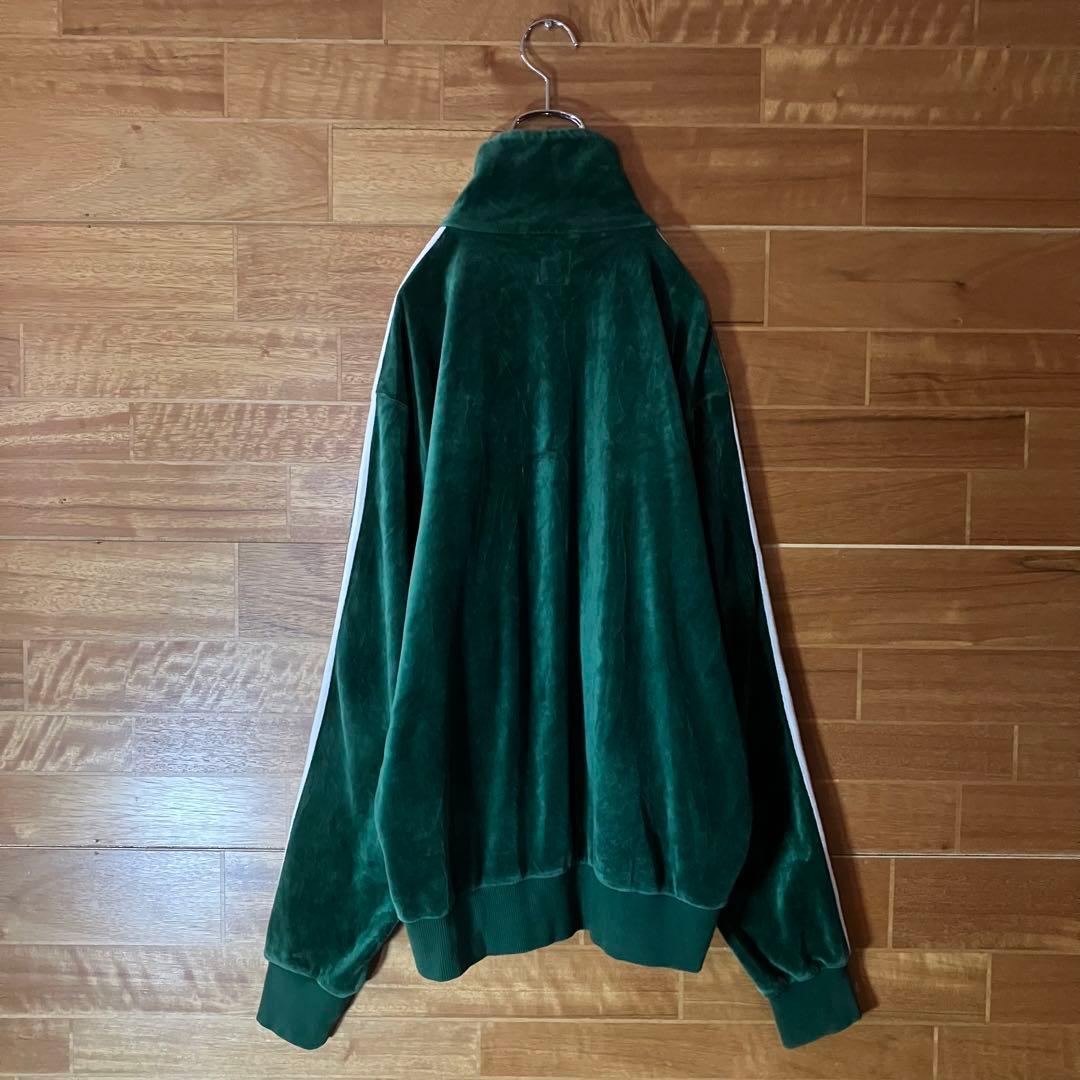 adidas トラックジャケット　ジャージ　ベロア　緑　白　松村北斗 XL
