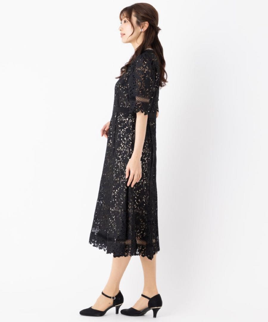 希少　美品　CELFORD セルフォード　フラワーレースワンピース　ドレス　黒