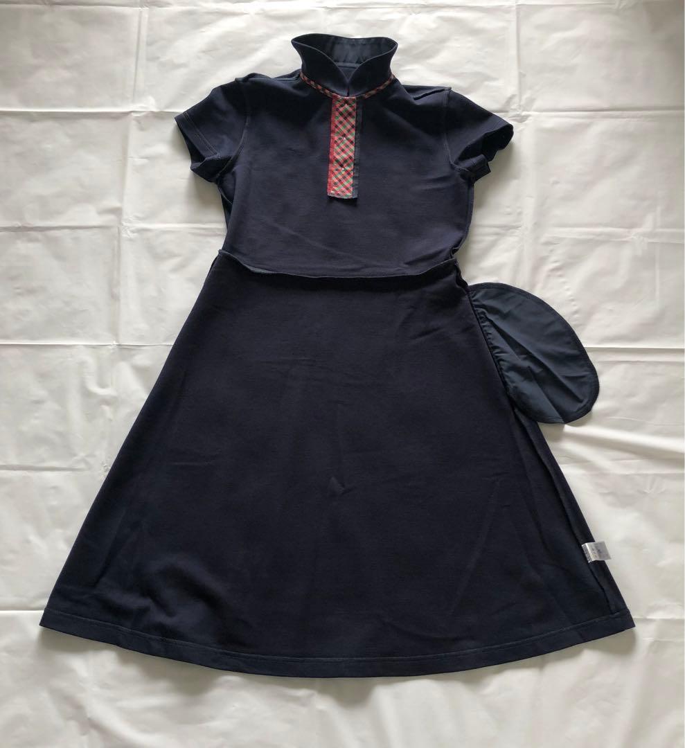 新品未使用〈familiar〉150㎝ 半袖ワンピース ネイビー