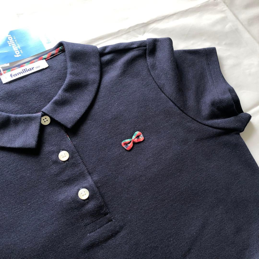 新品未使用〈familiar〉150㎝ 半袖ワンピース ネイビー
