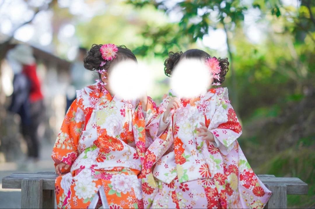 七五三 着物セットとウィッグ　ツインズセット