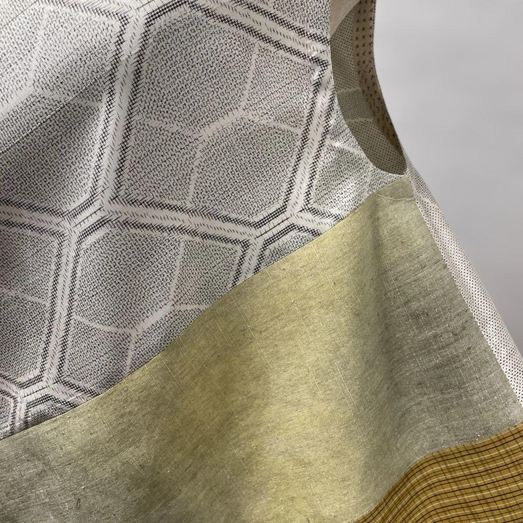 着物ワンピーステントラインロング丈【222】白大島紬や上代結城紬等M〜L