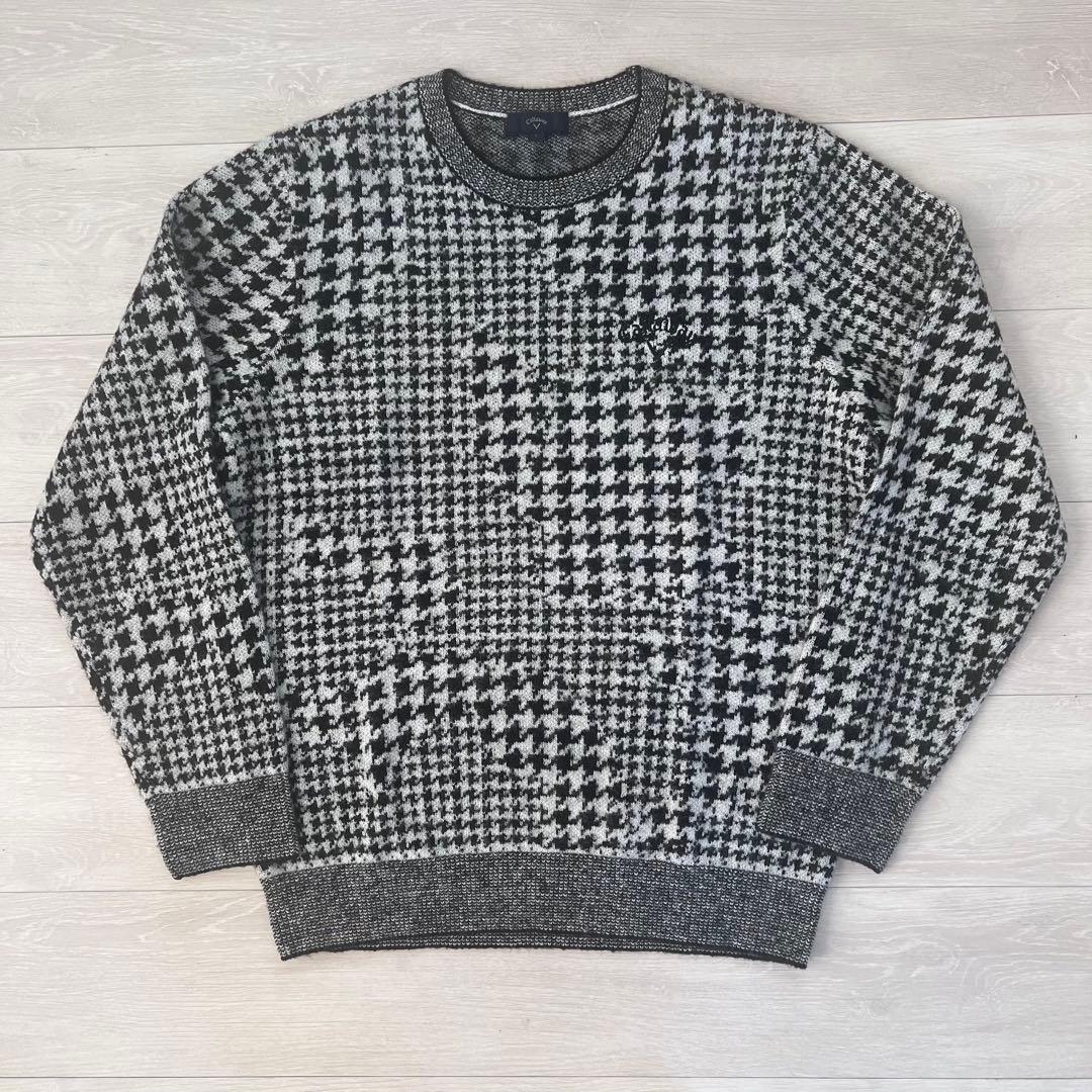 キャロウェイ CALLAWAY 千鳥柄ニットセーター ホワイト L 25FW