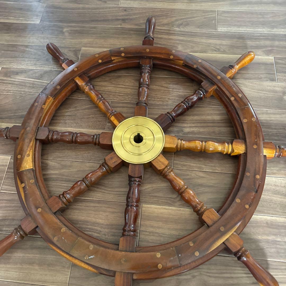 【在庫セール開催中！】木製 舵輪デザイン インテリア　（ 直径約92cm）