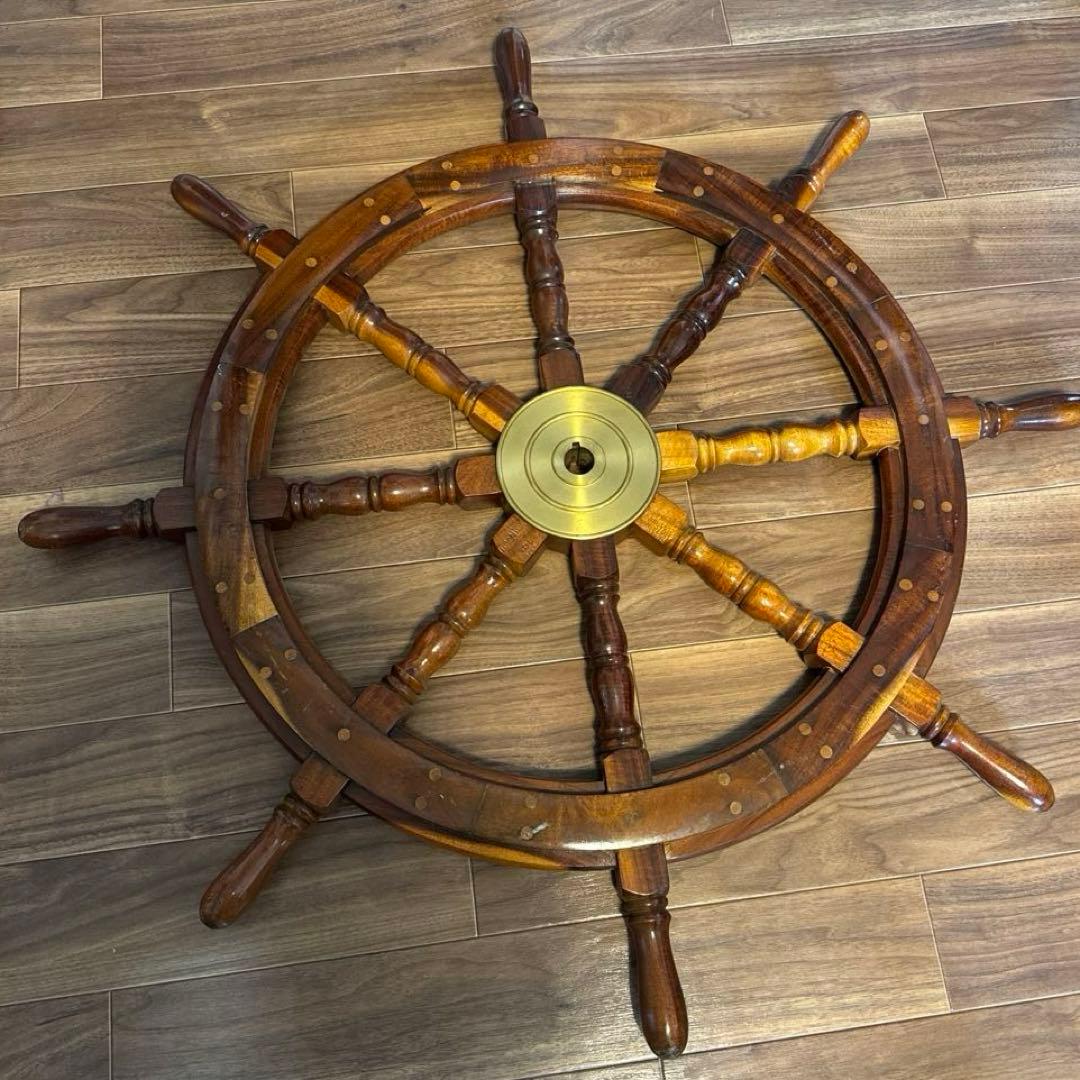 【在庫セール開催中！】木製 舵輪デザイン インテリア　（ 直径約92cm）