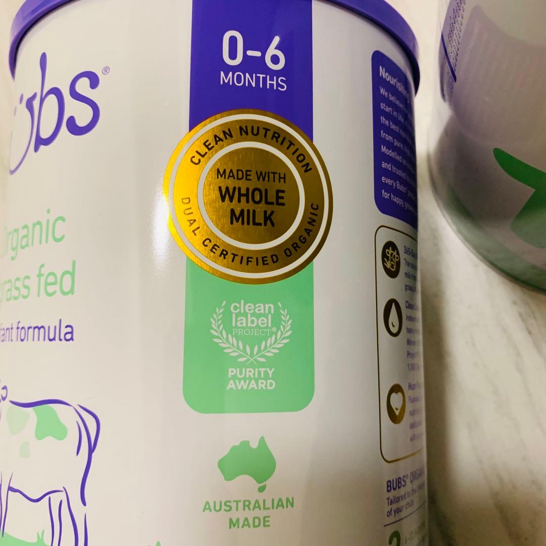 Bubsオーガニック粉ミルク(ステップ1)0〜6ヶ月用 800g 4缶