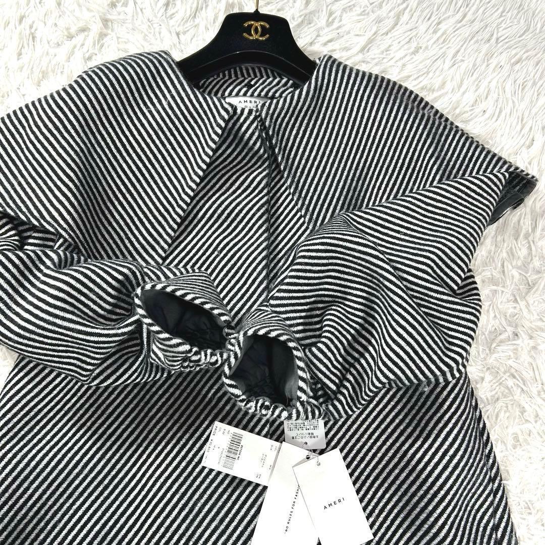 新品未使用タグ付き✨AMERI 2WAY ケープパフスリーブ コート　S 黒白