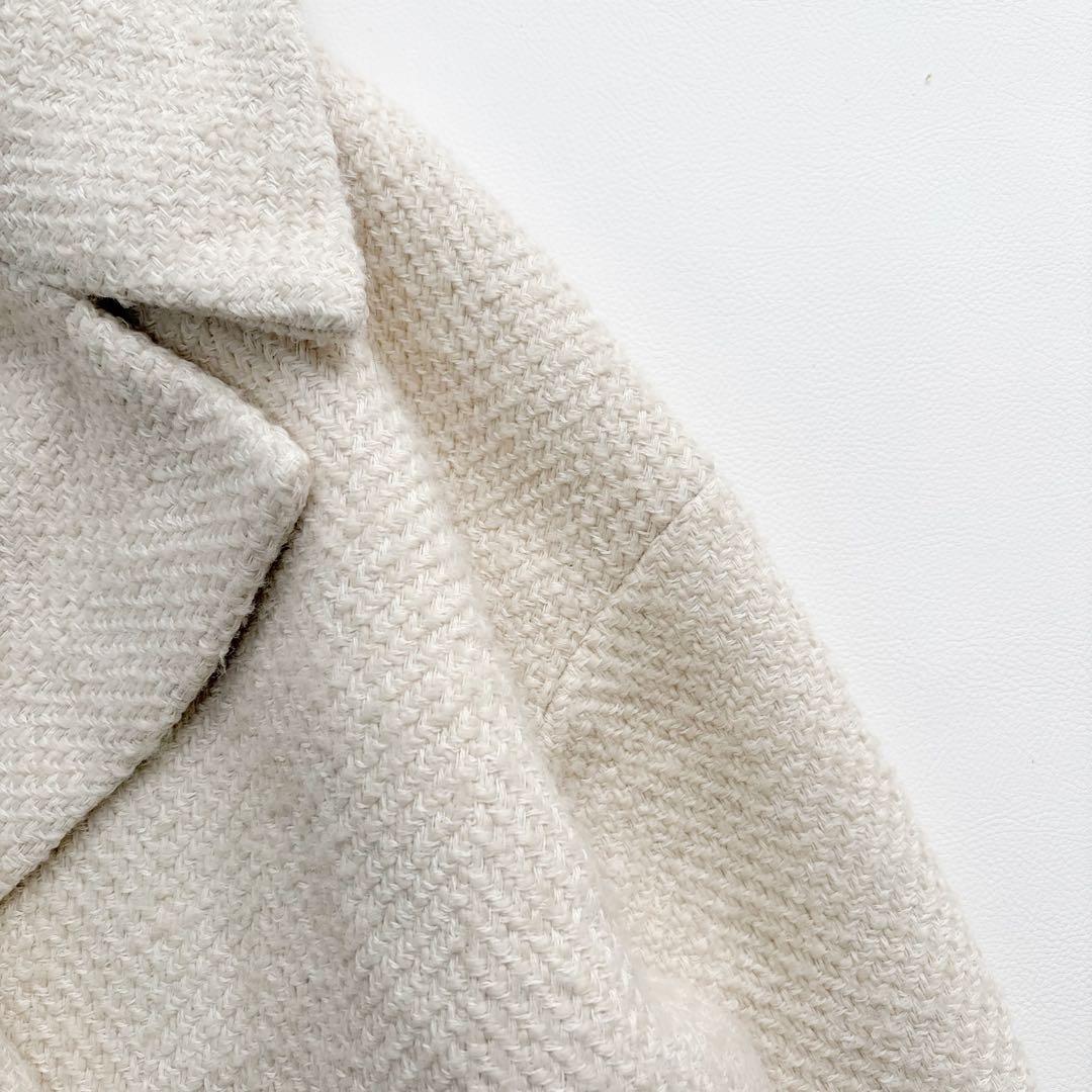 美品　プラージュ GIOLICA ヘリンボン コクーンコート ツイード ホワイト